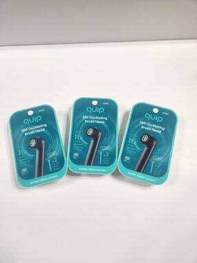 lot of 3 (2 Pack) 360 Quip Oscillating Brush Head Replacement - Black